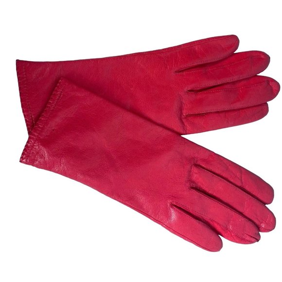 Woman's Grandoe soft Leather Gloves size 7 knit lined Red - Picture 6 of 12
